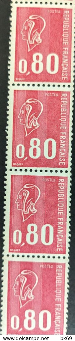 66** Béquet 80c Marianne 1816b Roulette De 11 Timbres Avec N° Rouge - Roulettes