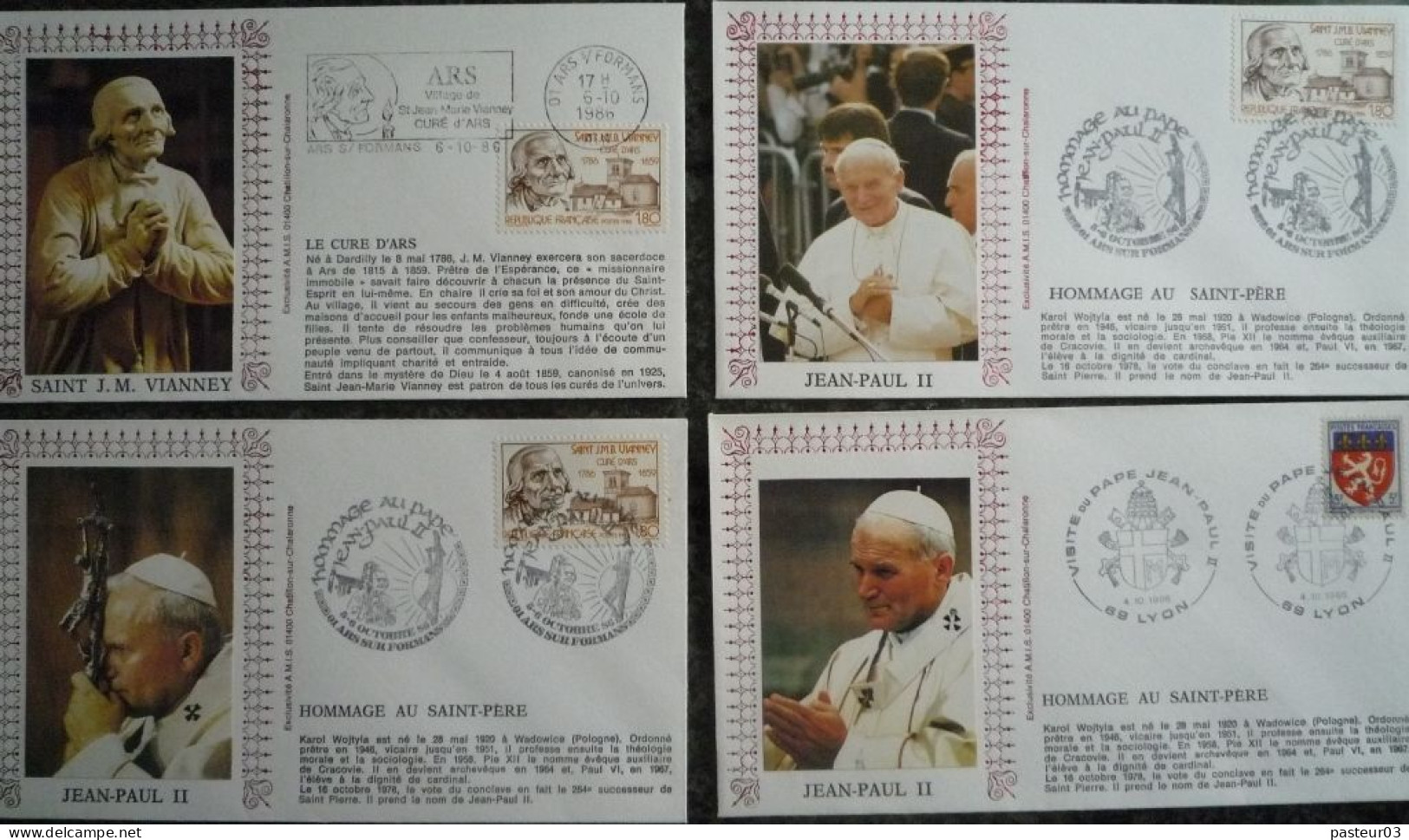 2418 Le Curé D'Ars Et Visite Du Pape Jean-Paul II 4 Souvenirs - 1980-1989