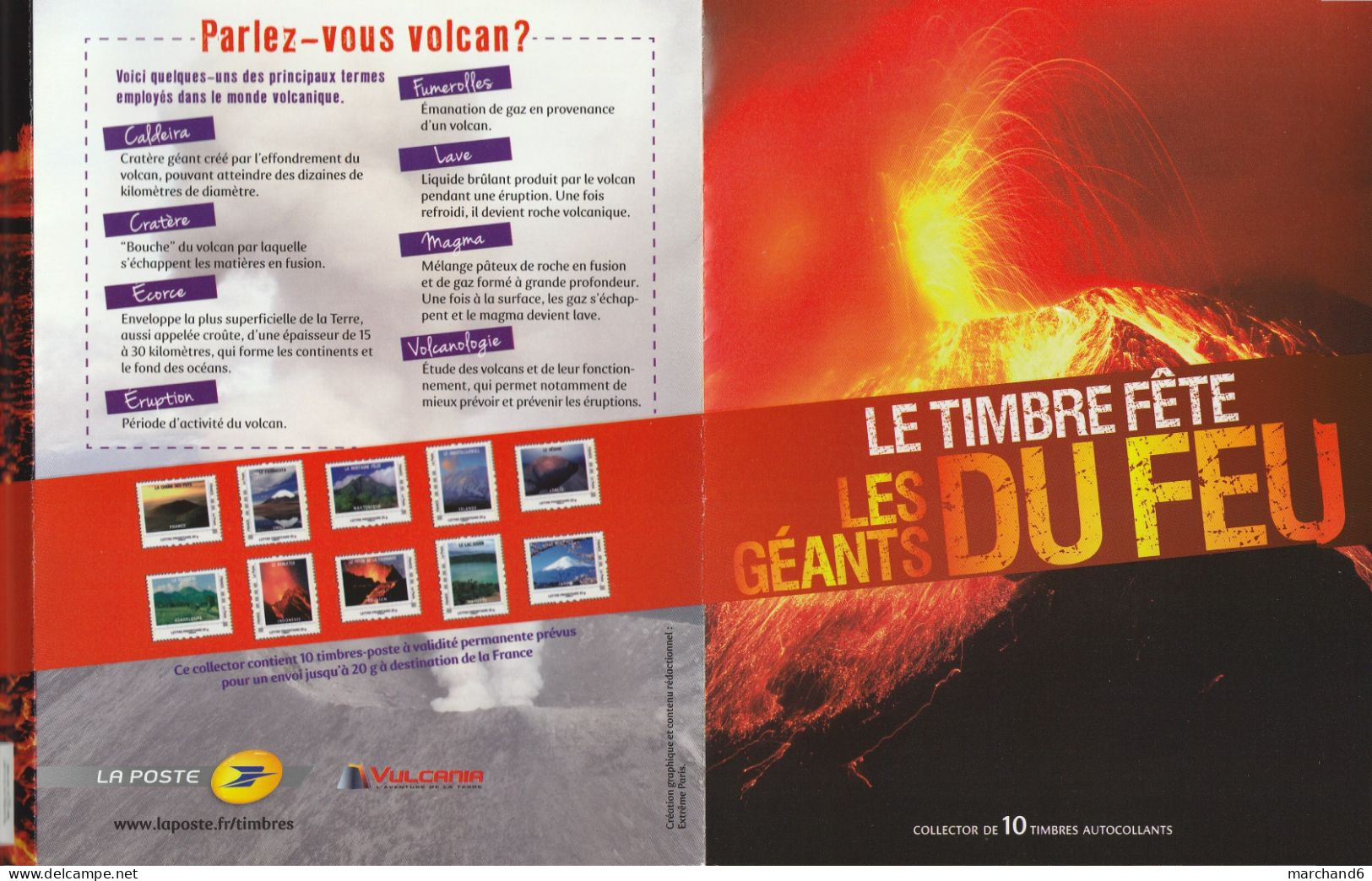 Feuillet Collector Le Timbre Fete Les Génats Du Feu Volcan France 2012 IDT L P 20gr 10 Timbres Autoadhésifs N°176 - Collectors