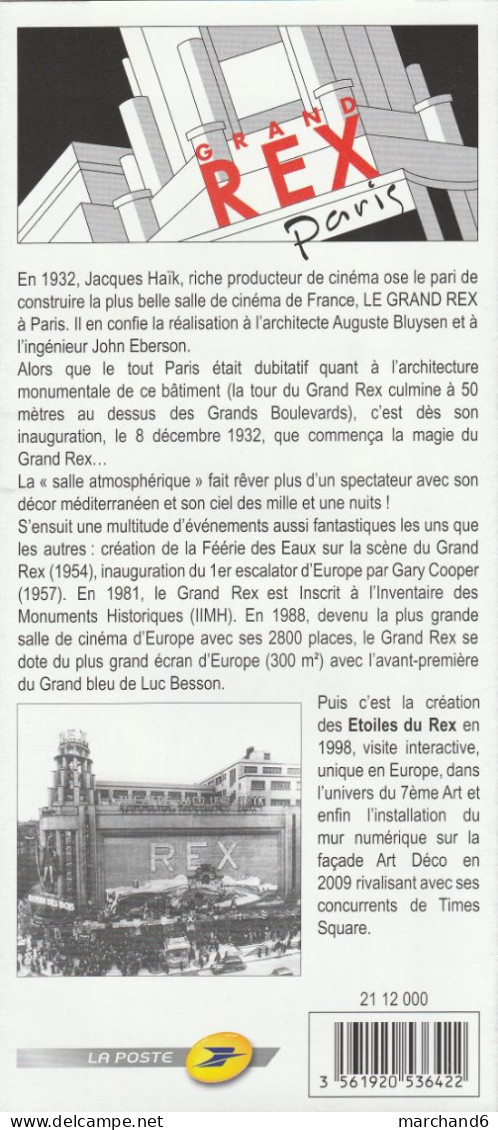 Feuillet Collector Grand Rex Paris 1932-2012 80ème Anniversaire France 2012 IDT L P 20gr 4 Timbres Autoadhésifs N°177 - Collectors