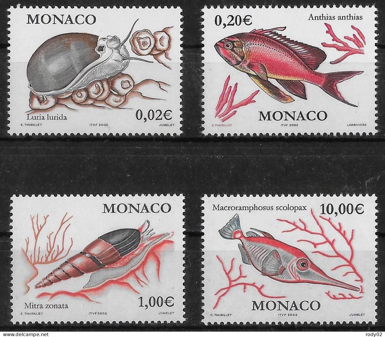 MONACO - ANNEE 2002 - FAUNE AQUATIQUE - N° 2327 A  2330 - NEUF** MNH - Unused Stamps