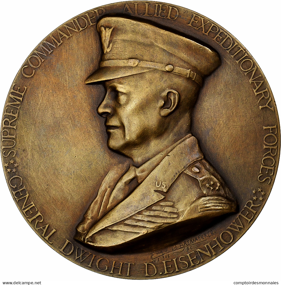 France, Médaille, General Dwight D. Eisenhower, 1952, Bronze, De Bremaecker - Autres & Non Classés