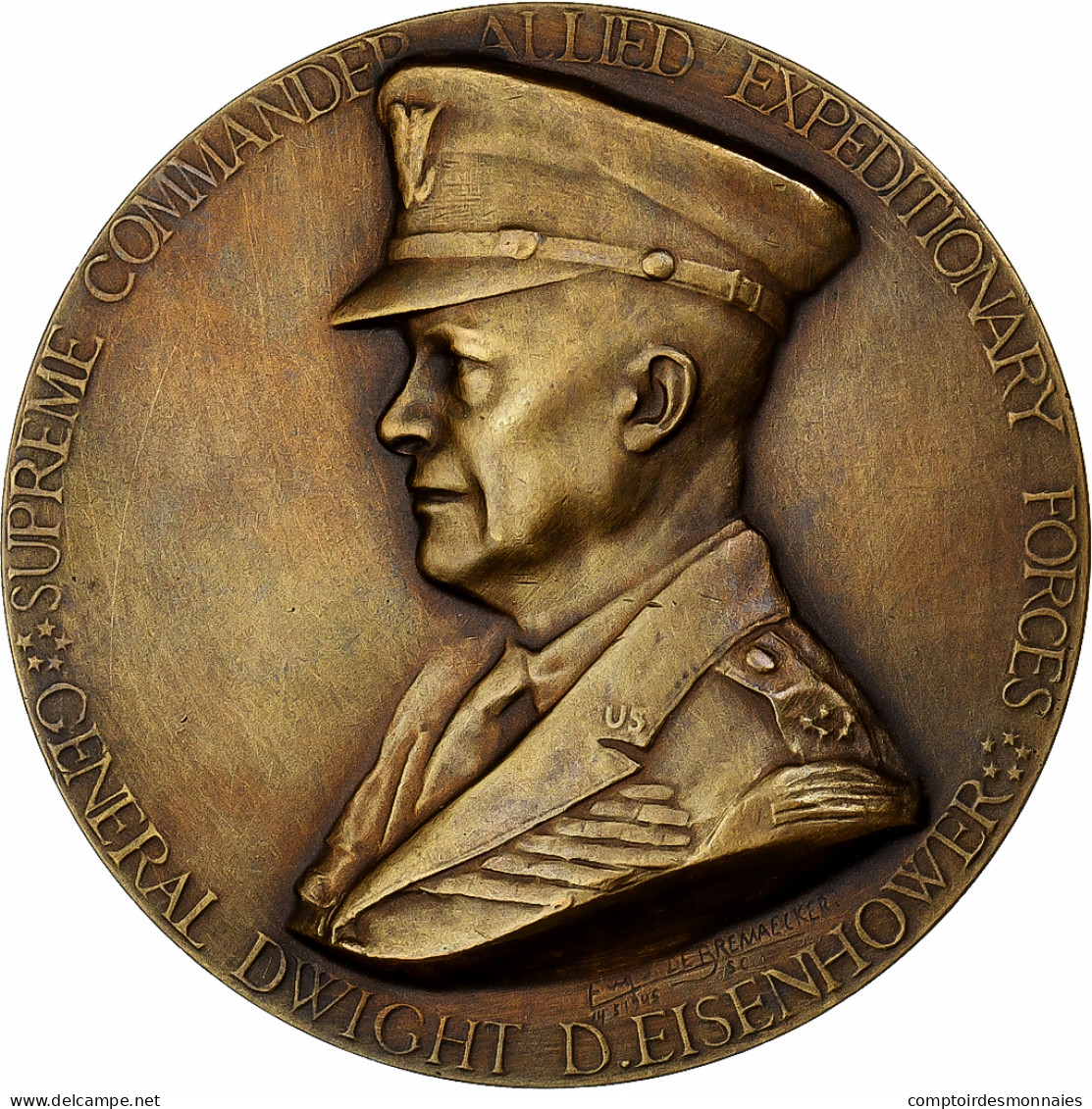 France, Médaille, General Dwight D. Eisenhower, 1952, Bronze, De Bremaecker - Otros & Sin Clasificación