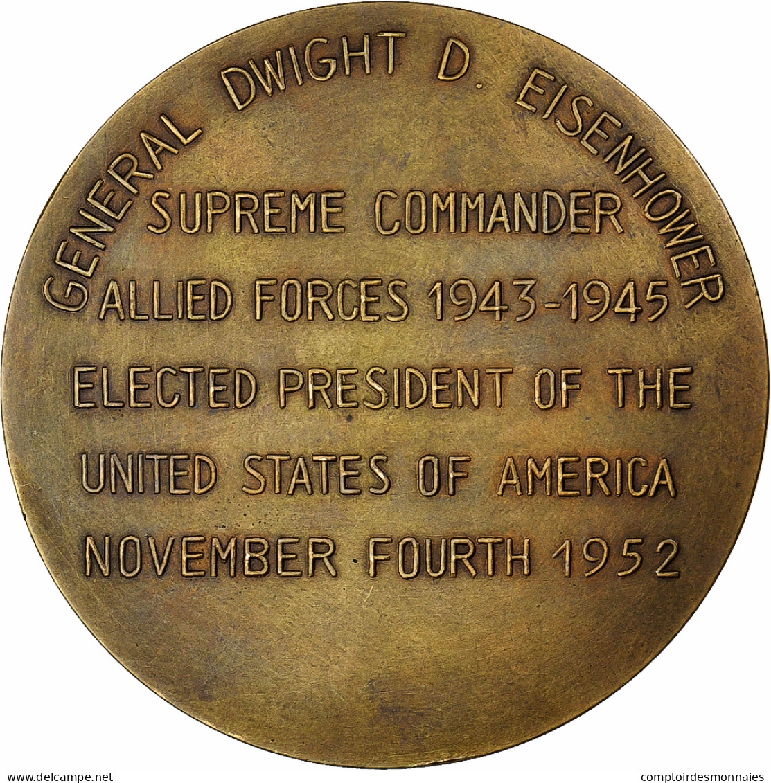 France, Médaille, General Dwight D. Eisenhower, 1952, Bronze, De Bremaecker - Altri & Non Classificati