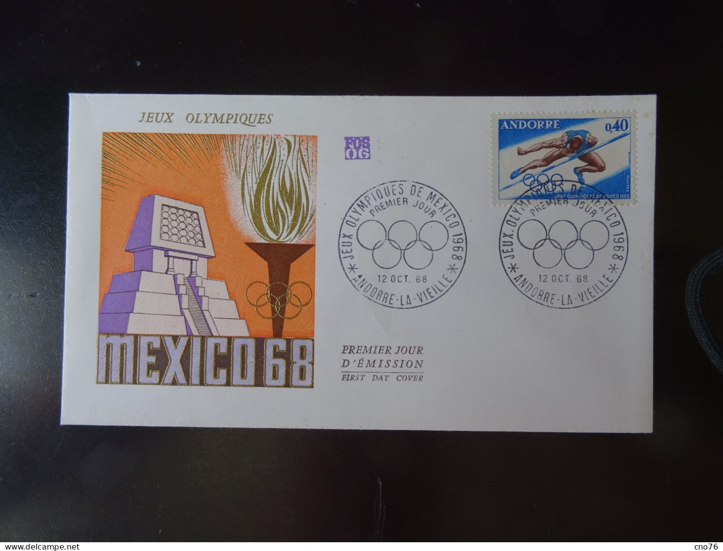 Jeux Olympiques De Mexico En 1968 EPJ Andorre Oblitération Du 12 Octobre 1968 - Ete 1968: Mexico