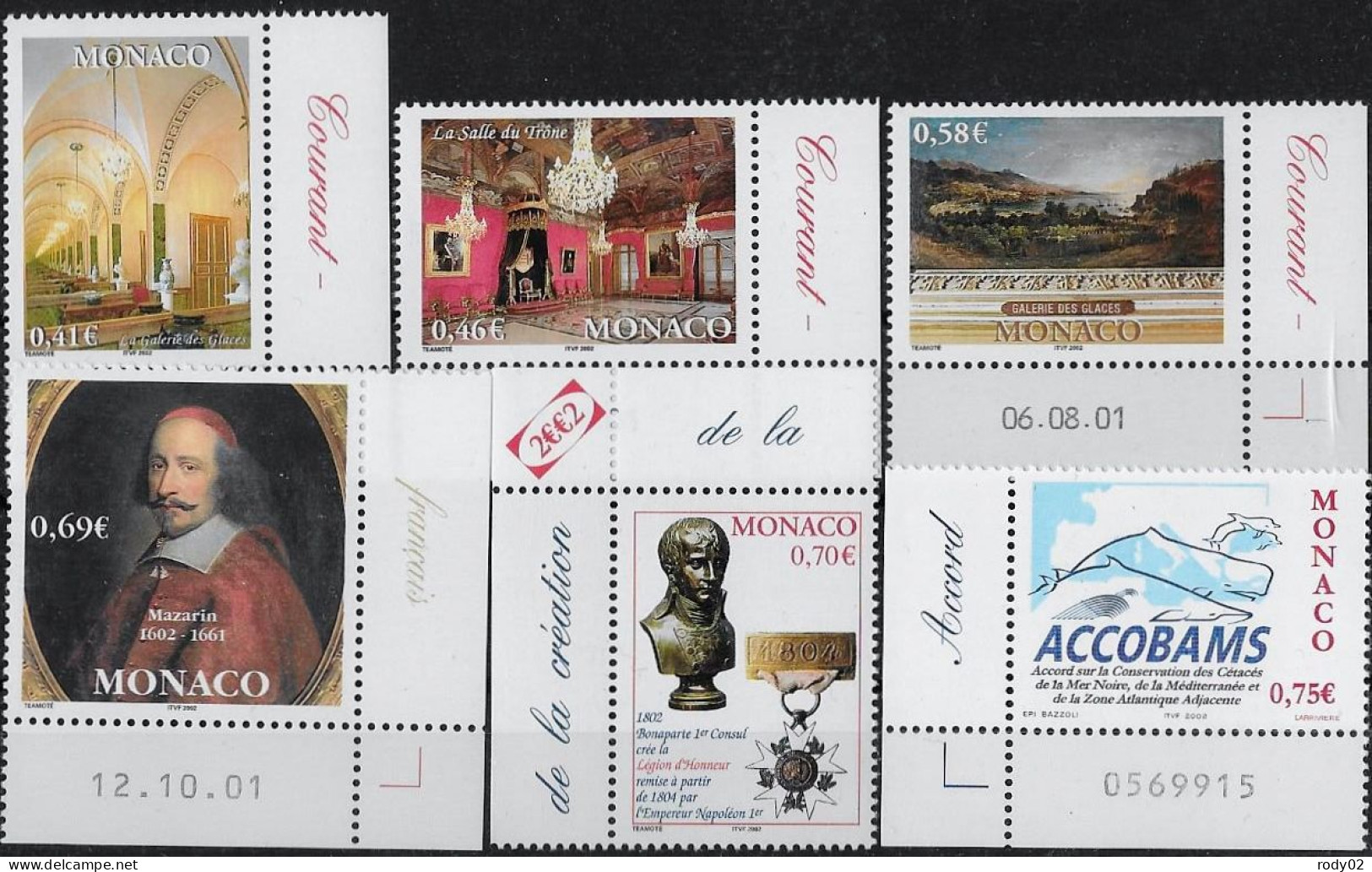 MONACO - ANNEE 2002 - 6 VALEURS ENTRE N° 2331 ET 2342 - NEUF** MNH - Unused Stamps