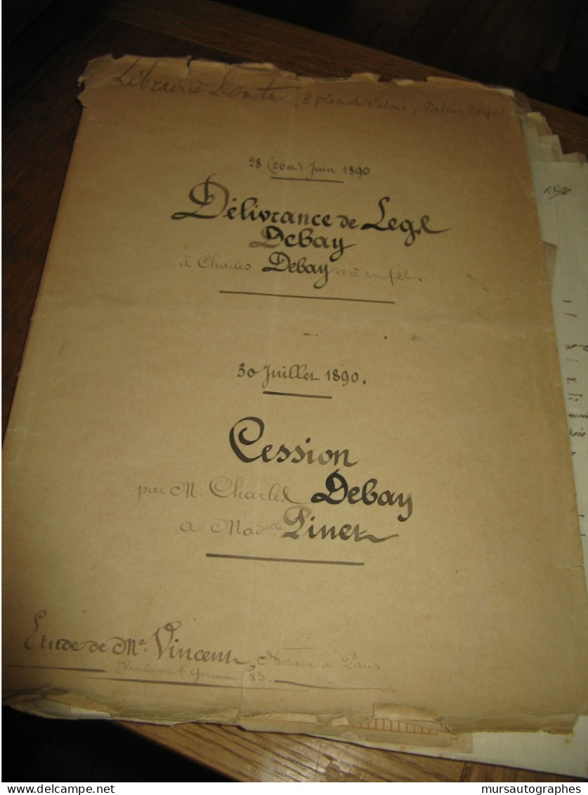 AUGUSTE DEBAY 2X Autographe Signé 1885 MEDECIN AUTEUR EROTISME + Dossier à DENTU - Inventores Y Científicos