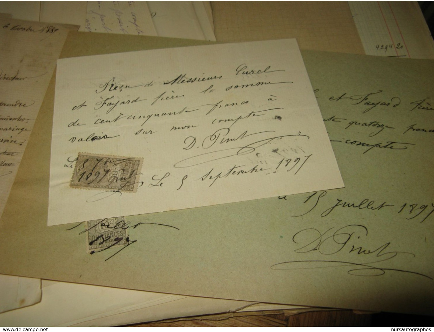 AUGUSTE DEBAY 2X Autographe Signé 1885 MEDECIN AUTEUR EROTISME + Dossier à DENTU - Inventors & Scientists