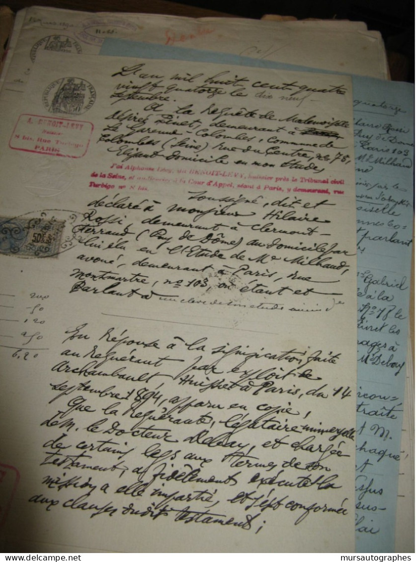 AUGUSTE DEBAY 2X Autographe Signé 1885 MEDECIN AUTEUR EROTISME + Dossier à DENTU - Erfinder Und Wissenschaftler