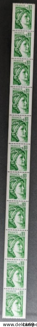 69** Sabine 80c 1980 Roulette De 11 Timbres Avec N° Rouge - Coil Stamps