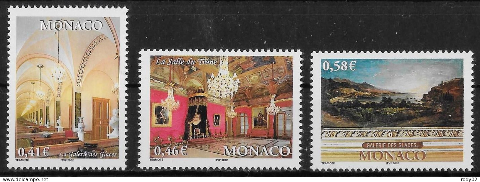 MONACO - ANNEE 2002 - LES GRANDS APPARTEMENTS DU PALAIS PRINCIER - N° 2331 A  2333 - NEUF** MNH - Ongebruikt