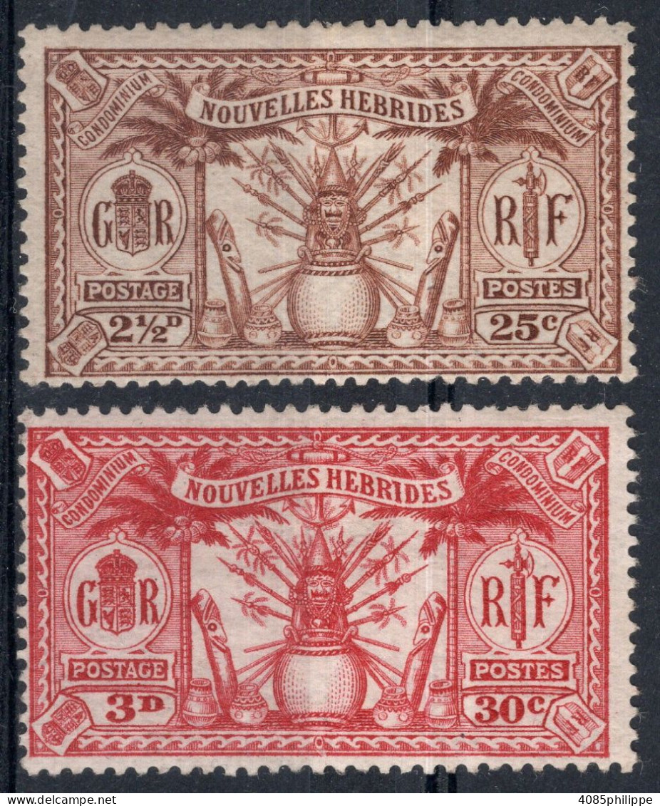 Nouvelles HEBRIDES Timbres-poste N°83(*) & 84(*) Neufs Sans Gomme TB Cote : 2€50 - Unused Stamps