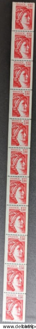 70** Sabine 1F 1981 Roulette De 11 Timbres Avec N° Rouge - Roulettes