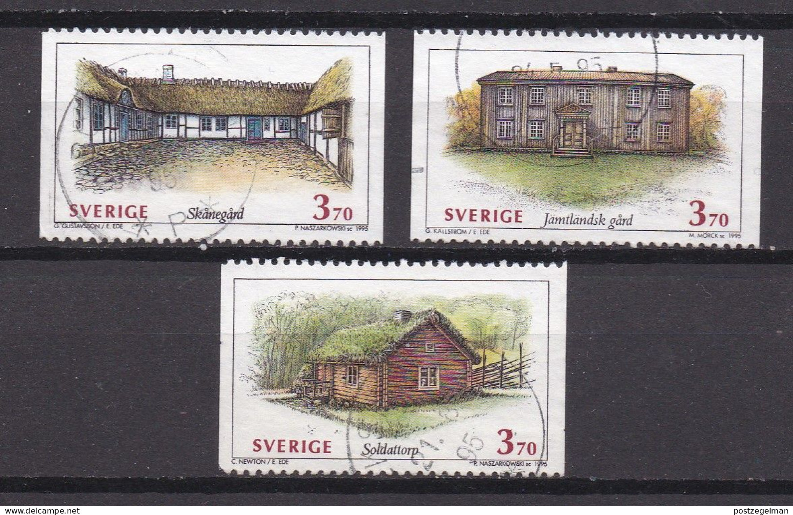 SWEDEN,1995, Used Stamp(s), Swedish Houses , SG1793=1797,  Scan 20331, 3 Values Only - Used Stamps