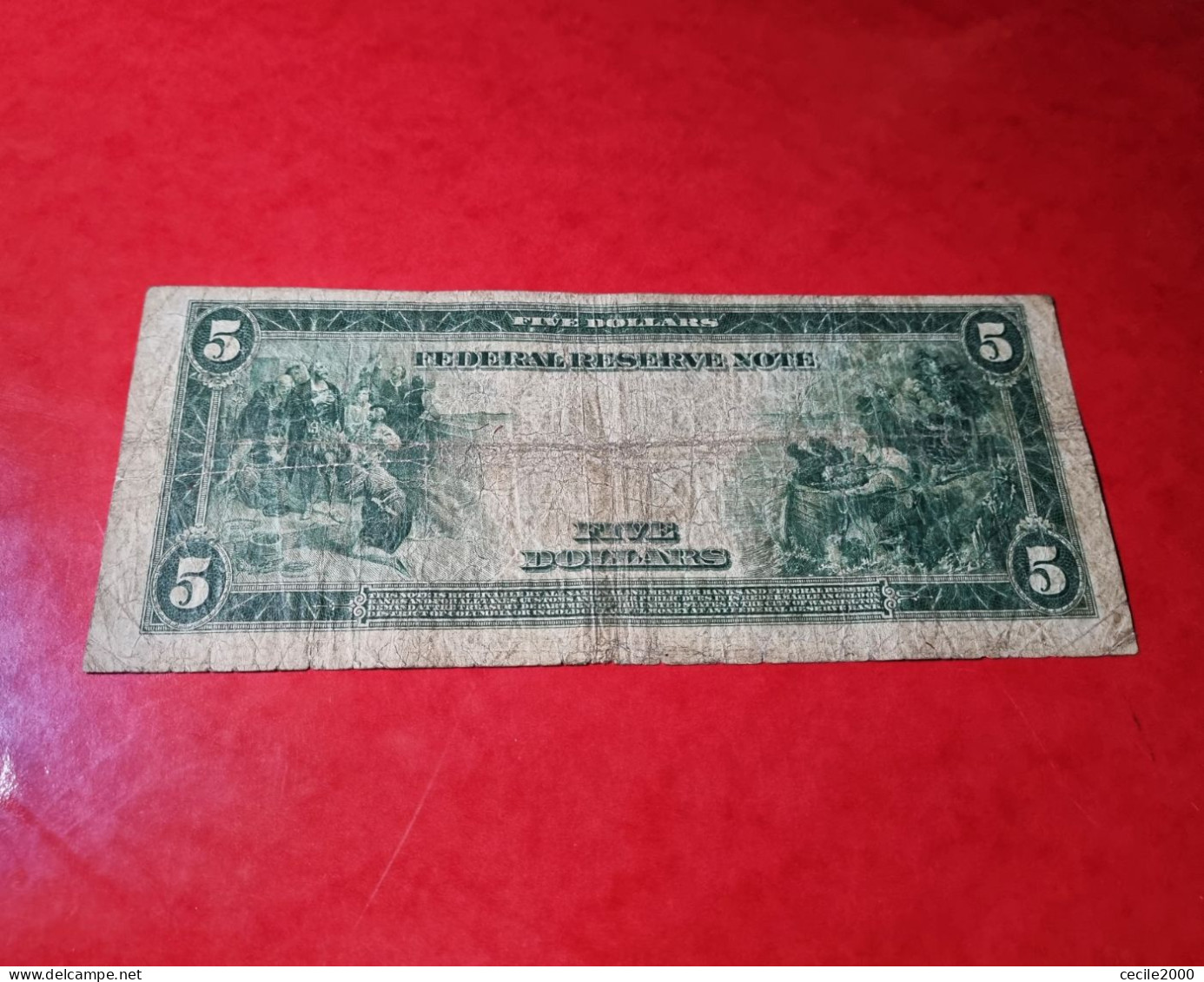 SCARCE 1914 USA $5 DOLLARS *RED SEAL* UNITED STATES BANKNOTE F BILLETE ESTADOS UNIDOS COMPRAS MULTIPLES CONSULTAR - Bilglietti Degli Stati Uniti (1862-1923)