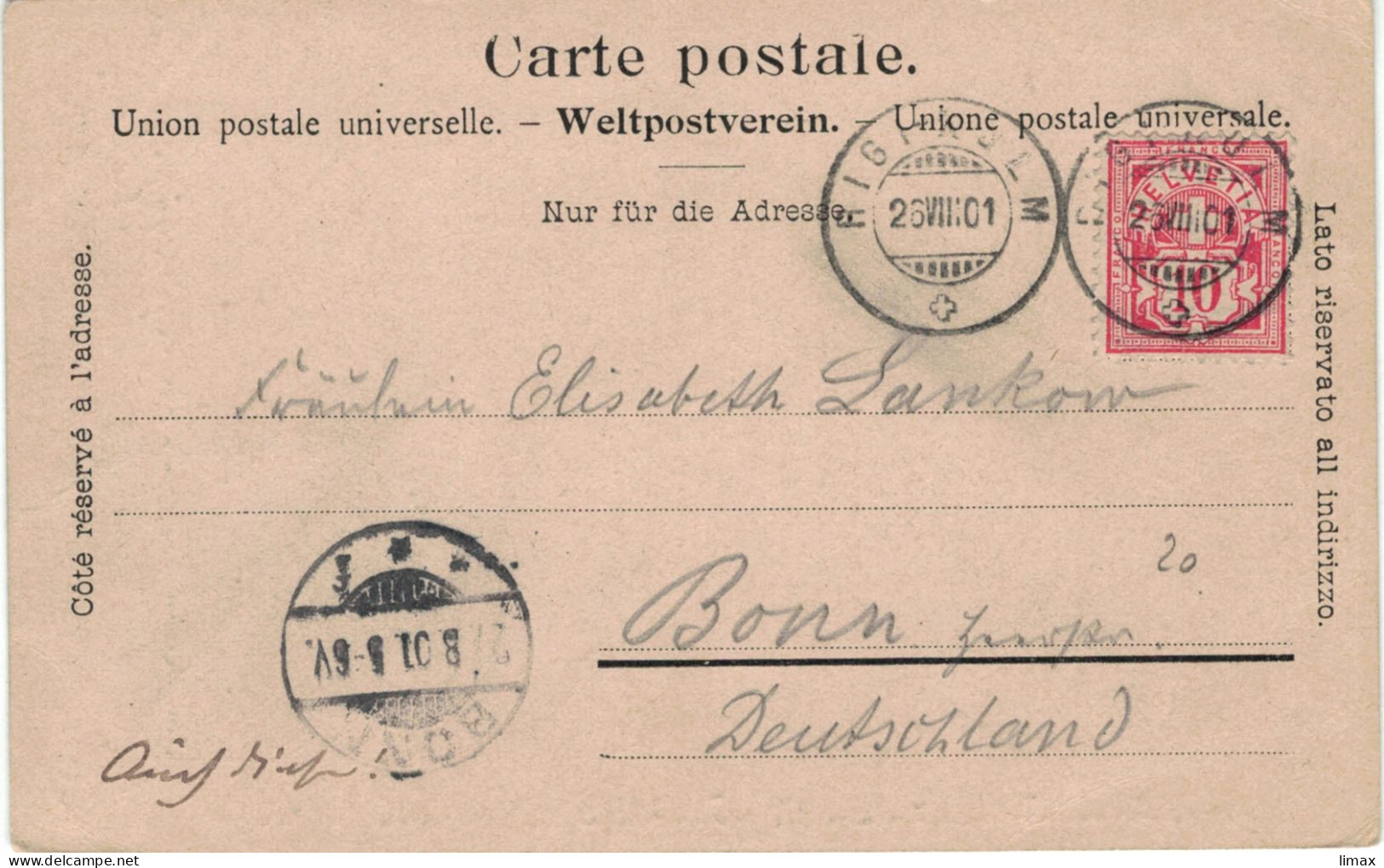 AK Rigi Kulm 1901 > Bonn - Kulm-Bahn - Lettres & Documents