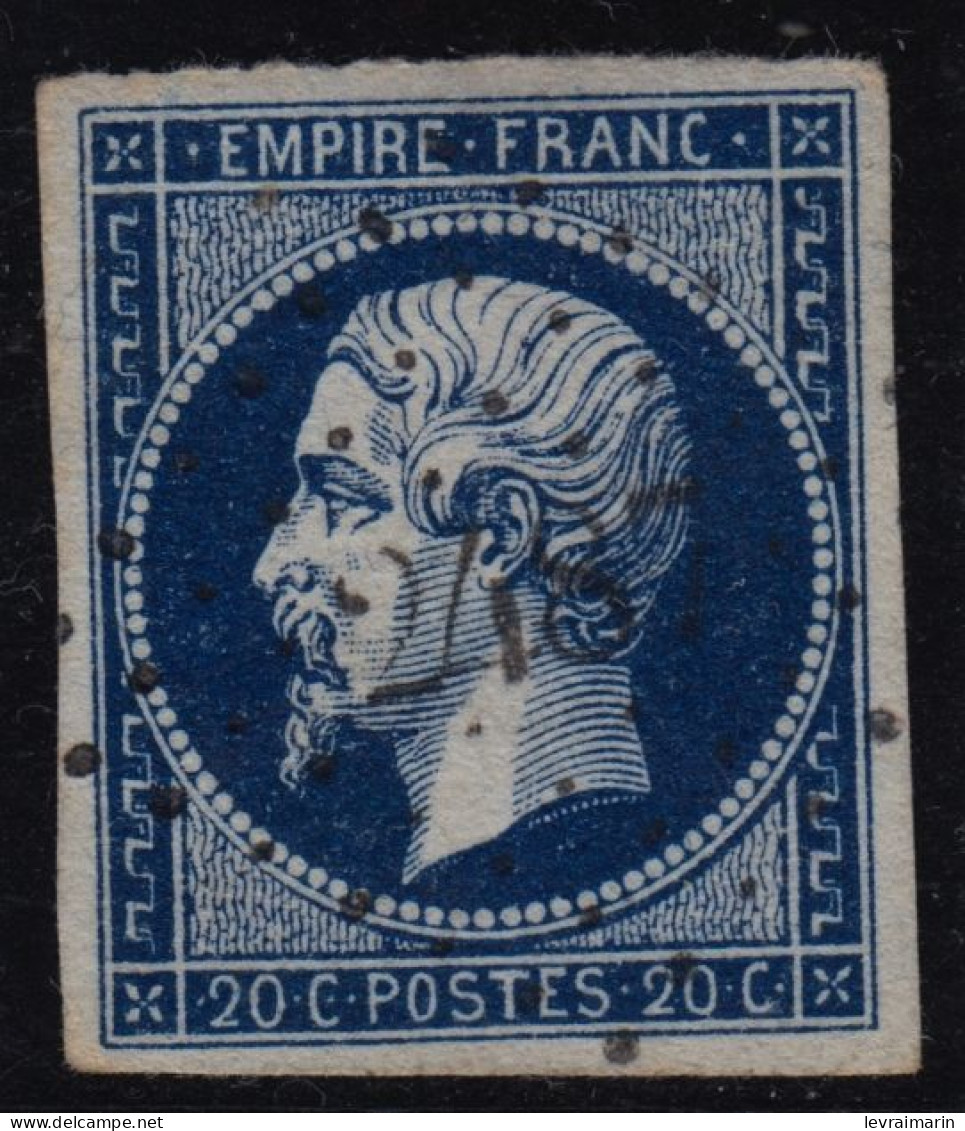 N°14A Bleu Noir Ou Bleu Très Très Très Foncé, Oblitéré PC 2487 De Poncin (1), Indice 9, TTB Et RRR Dans Cette Qualité - 1853-1860 Napoleon III