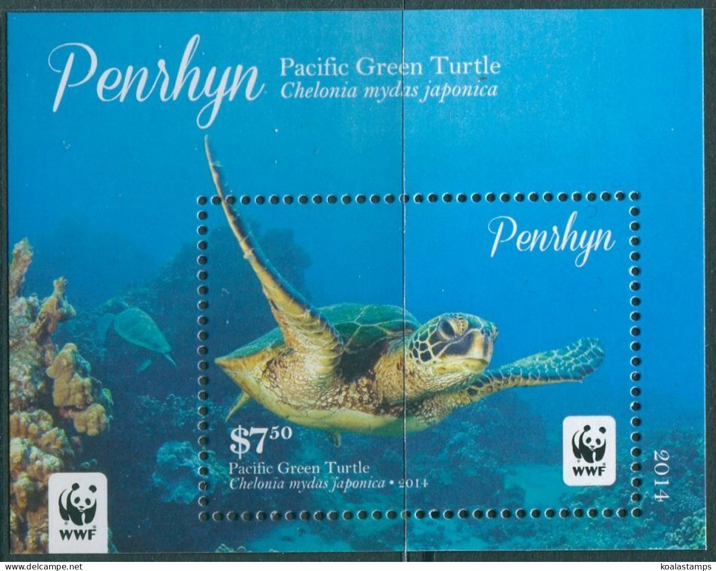 Cook Islands Penrhyn 2014 SG649 $7.50 Green Turtle MS MNH - Penrhyn