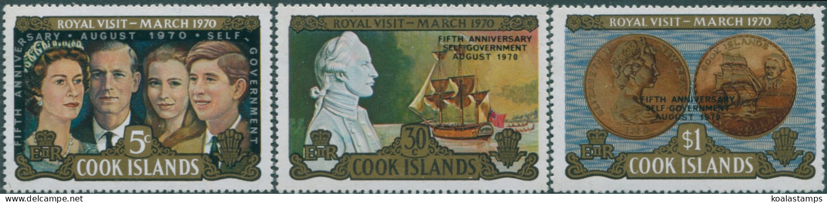 Cook Islands 1970 SG332-334 Self-Government Ovpt Set MLH - Cookeilanden