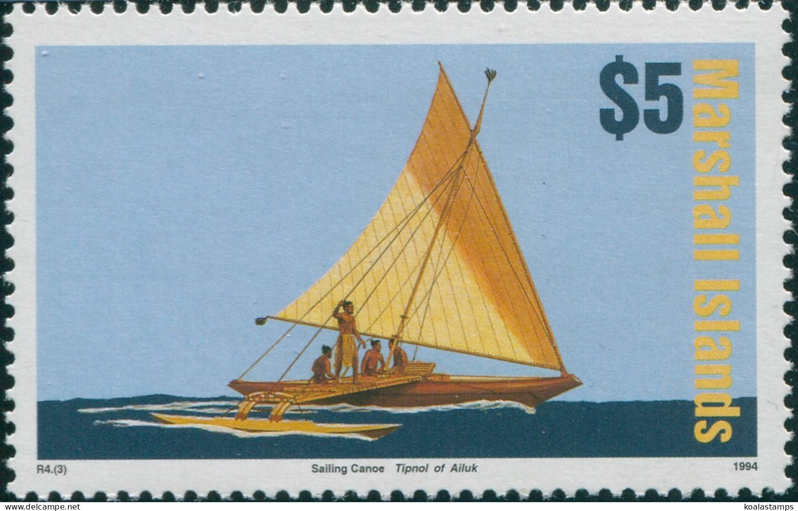 Marshall Islands 1993 SG511 $5 Canoe MNH - Marshallinseln