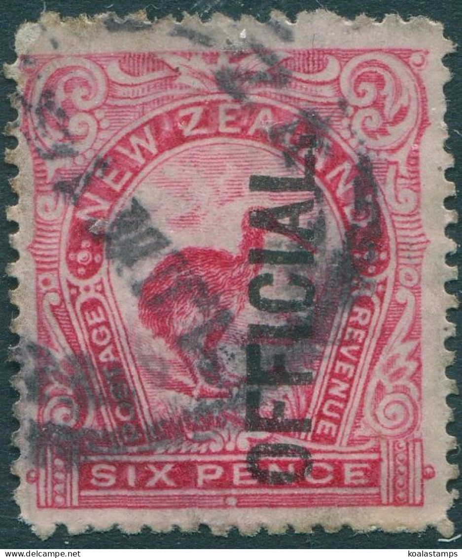 New Zealand Official 1907 SGO64 6d Bright Carmine-pink Kiwi FU - Other & Unclassified