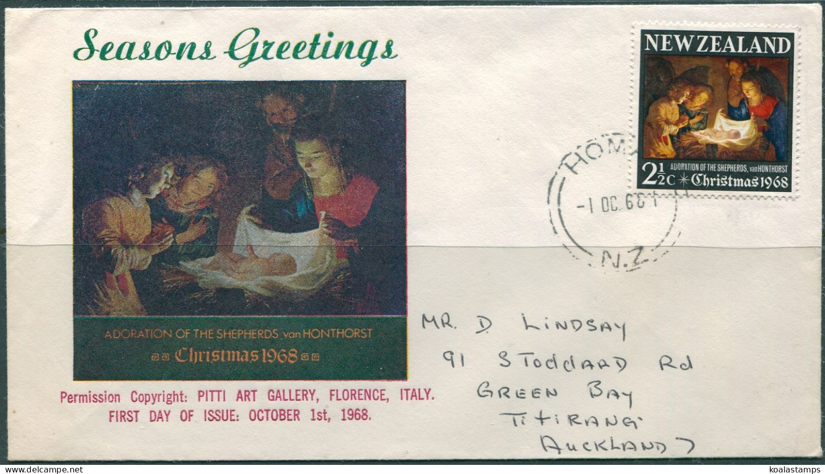 New Zealand 1968 SG892 2½c Christmas On FDC - Andere & Zonder Classificatie
