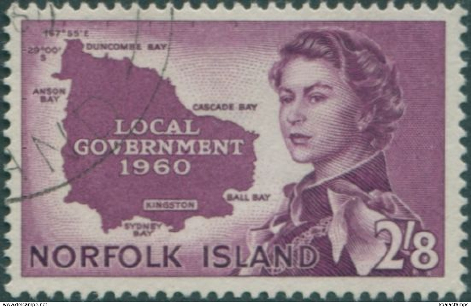 Norfolk Island 1960 SG40 2/8d Purple Local Government QEII FU - Norfolk Eiland