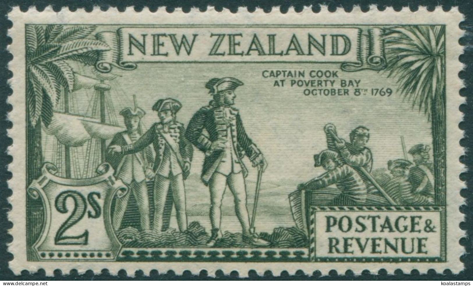 New Zealand 1935 SG568 2/- Olive-green Captain Cook MNH - Andere & Zonder Classificatie