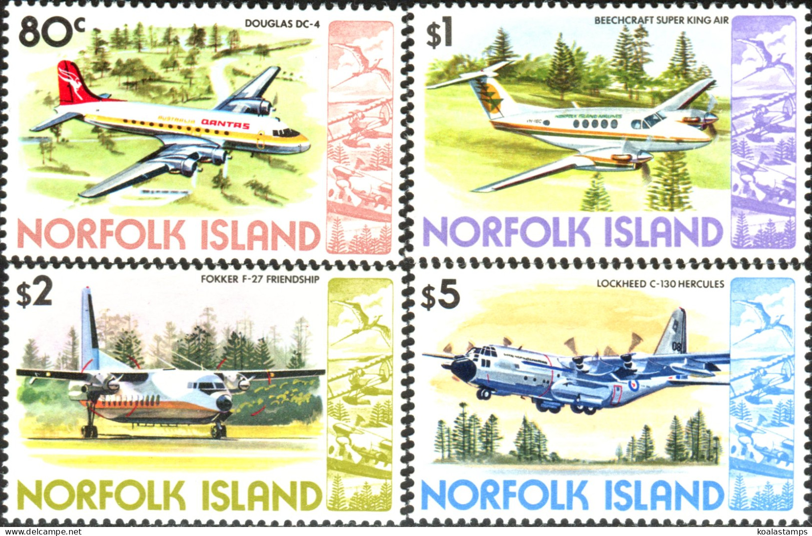 Norfolk Island 1980 SG248-251 Airplanes MNH - Norfolk Island