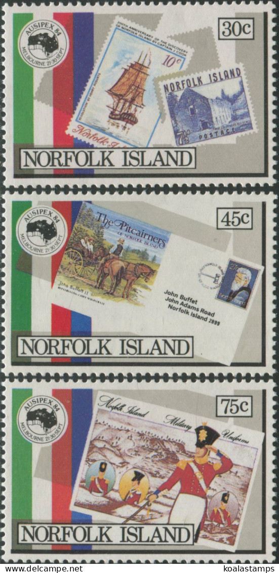 Norfolk Island 1984 SG343-345 Ausipex Stamp Exhibition Set MNH - Norfolkinsel
