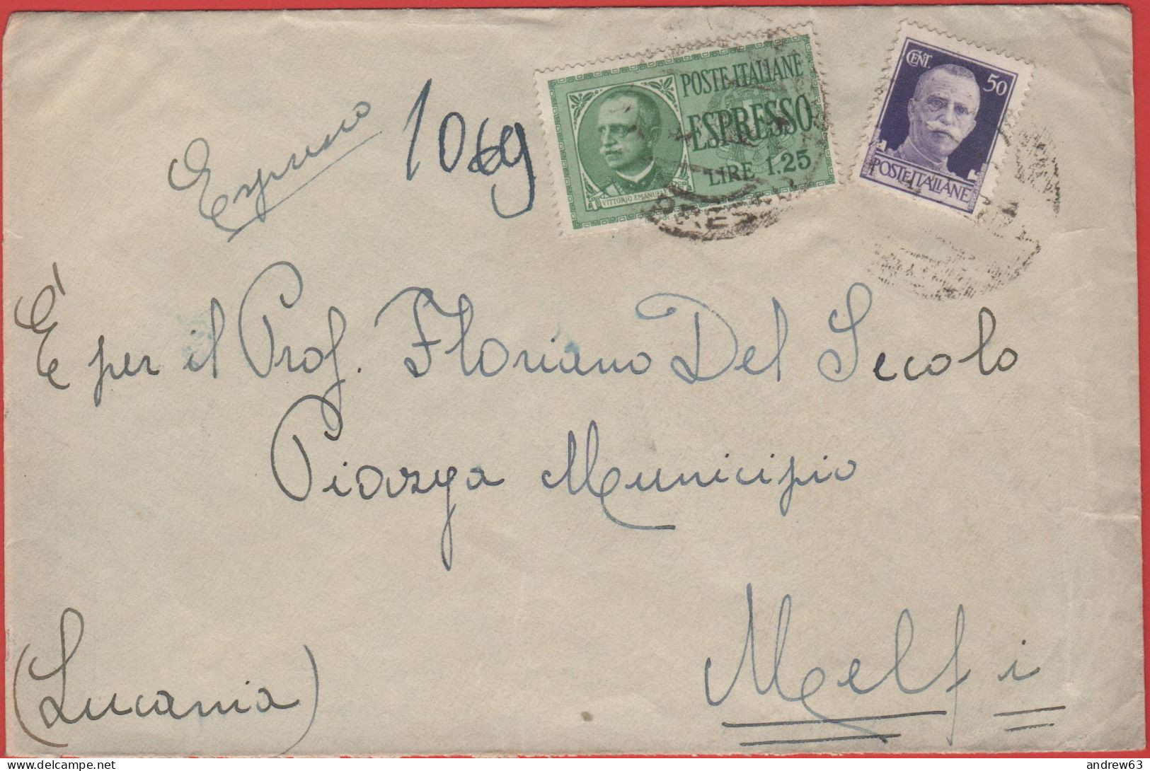 ITALIA - Storia Postale Regno - 1943 - 1,25 Espresso + 50c Imperiale - Viaggiata Da Venezia Per Melfi - Express Mail