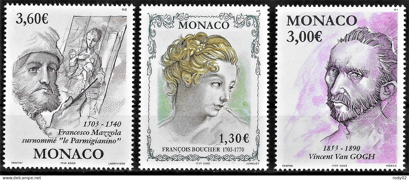 MONACO - ANNEE 2003 - ART - PEINTRES CELEBRES - N° 2402 A 2404 - NEUF** MNH - Nuevos