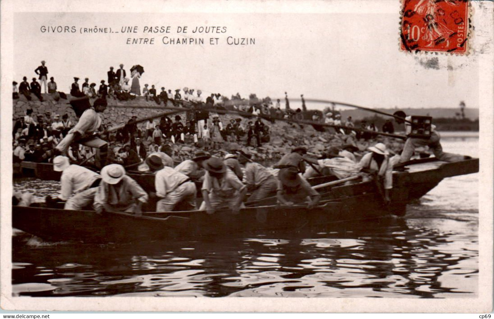 Givors Passe De Joutes ... Sport Nautique 水上运动 Water Sport Rhône 69700 Cpa Voyagée En 1908 En TB.Etat - Givors