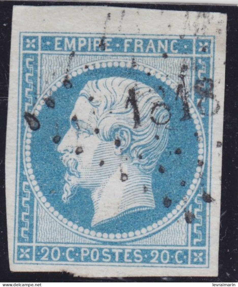 N°14A Nuance Laiteux Avec Un Bord De Feuille Supérieur, PC 1818, TTB - 1853-1860 Napoleon III