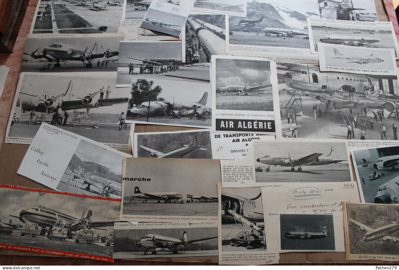 Lot De 164g D'anciennes Coupures De Presse Et Photos De L'aéronef Américain Douglas DC-4 - Luchtvaart