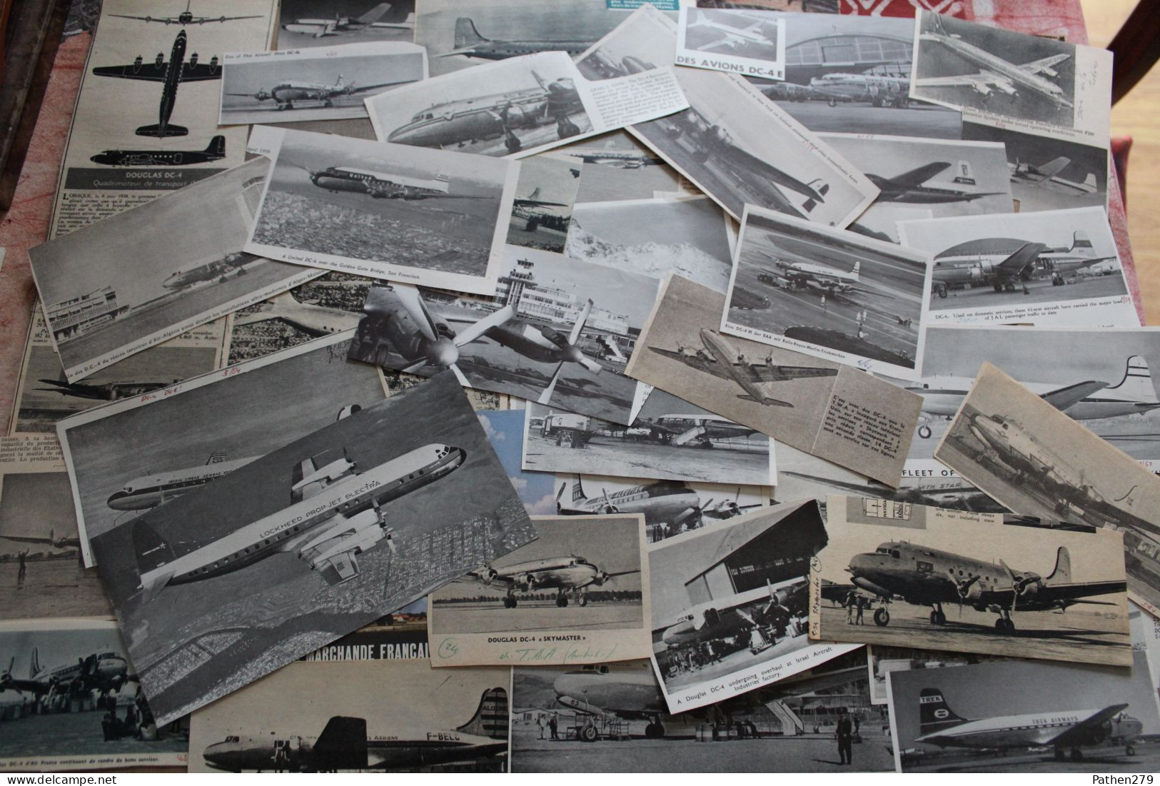 Lot De 164g D'anciennes Coupures De Presse Et Photos De L'aéronef Américain Douglas DC-4 - Aviation