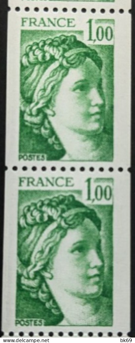 Variété 71** Sabine 1F Vert Avec 1 Bande 1/2 De Phosphore 1981Ac Roulette De 11 Timbres Avec N° Rouge - Francobolli In Bobina