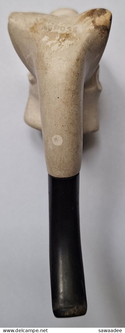 PIPE - TERRE CUITE - SOLDAT COLONIAL - TÊTE DE TIRAILLEUR SENEGALAIS - SIGNATURE: MARCEL BOURAINE 1886/1948 - Otros & Sin Clasificación