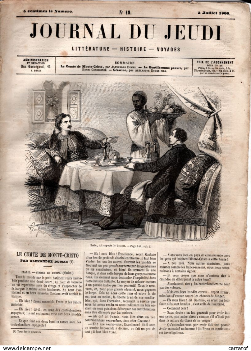JOURNAL DU JEUDI . N° 19 .  1860 . Littérature . Histoire . Voyages . DUMAS .CONSCIENCE - 1800 - 1849