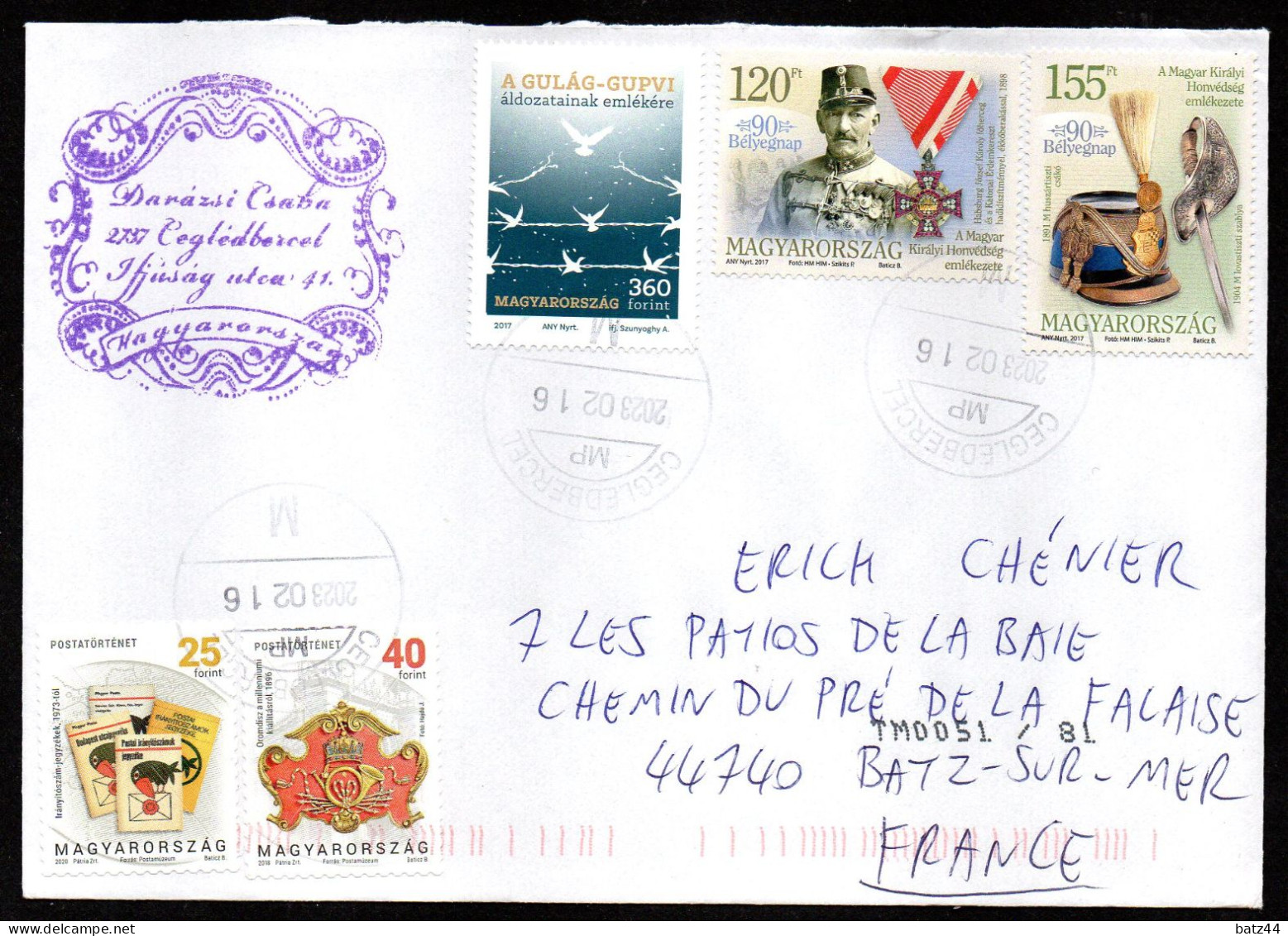 HONGRIE MAGYAR 2023 Enveloppe Cover Pour La France - Storia Postale