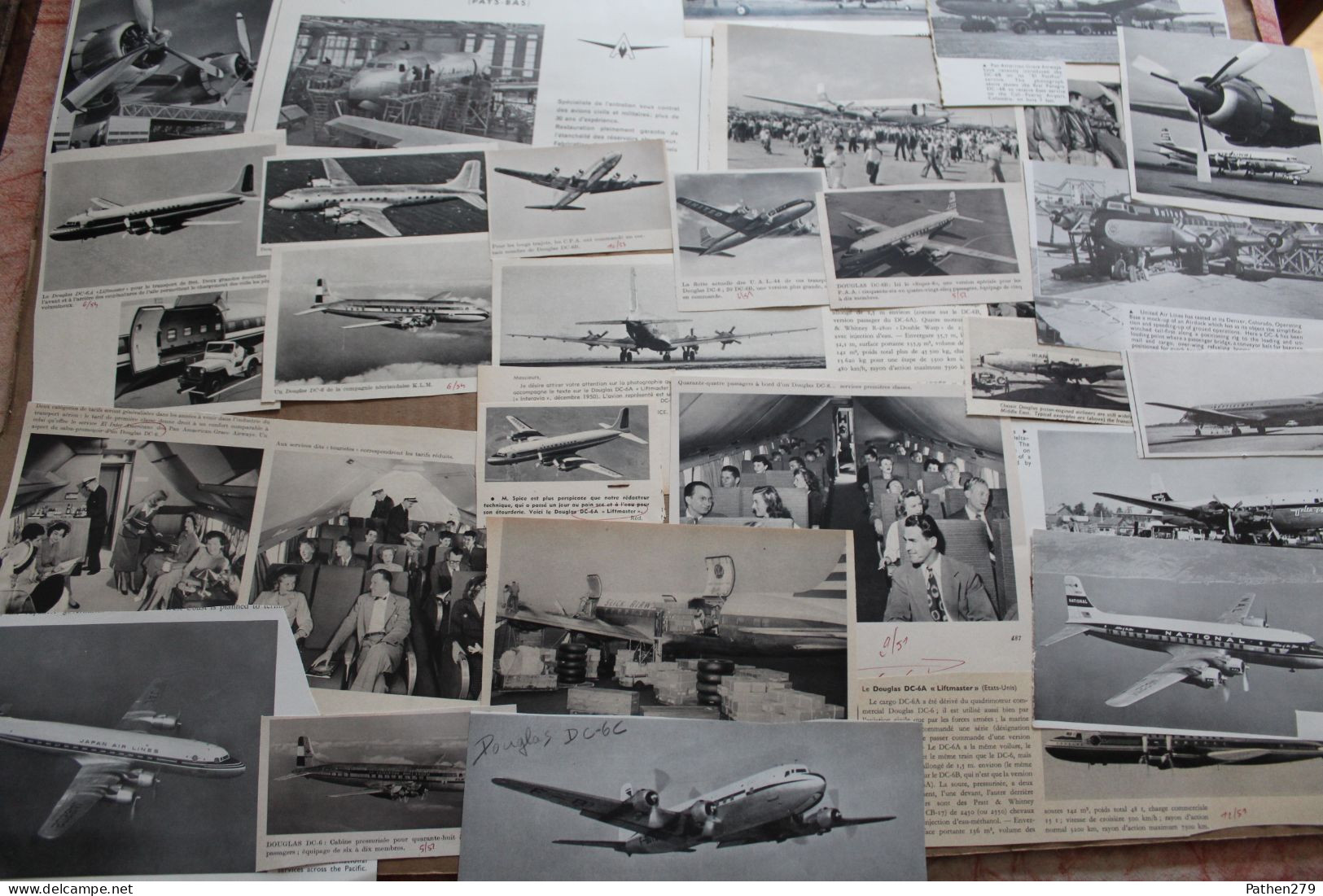 Lot De 215g D'anciennes Coupures De Presse De L'aéronef Américain Douglas DC-6 Et Sa Version Militaire C-118 - Fliegerei