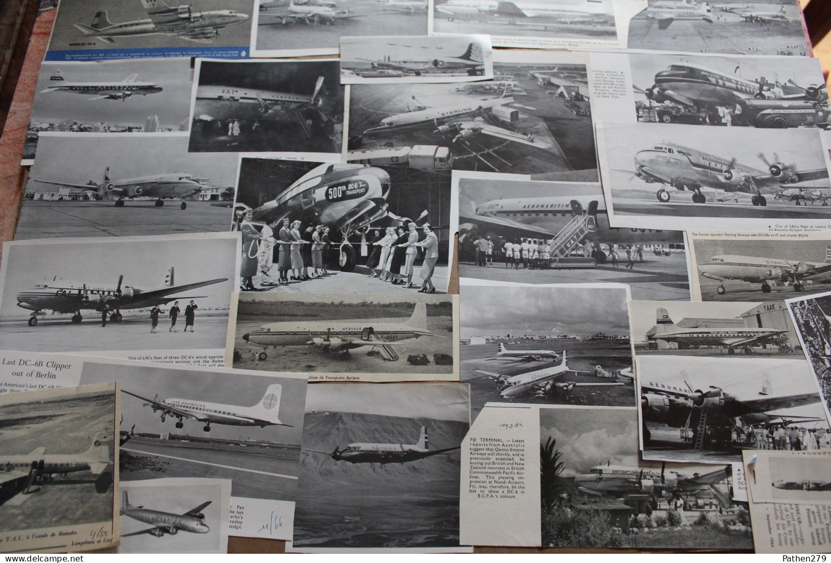 Lot De 215g D'anciennes Coupures De Presse De L'aéronef Américain Douglas DC-6 Et Sa Version Militaire C-118 - Aviazione