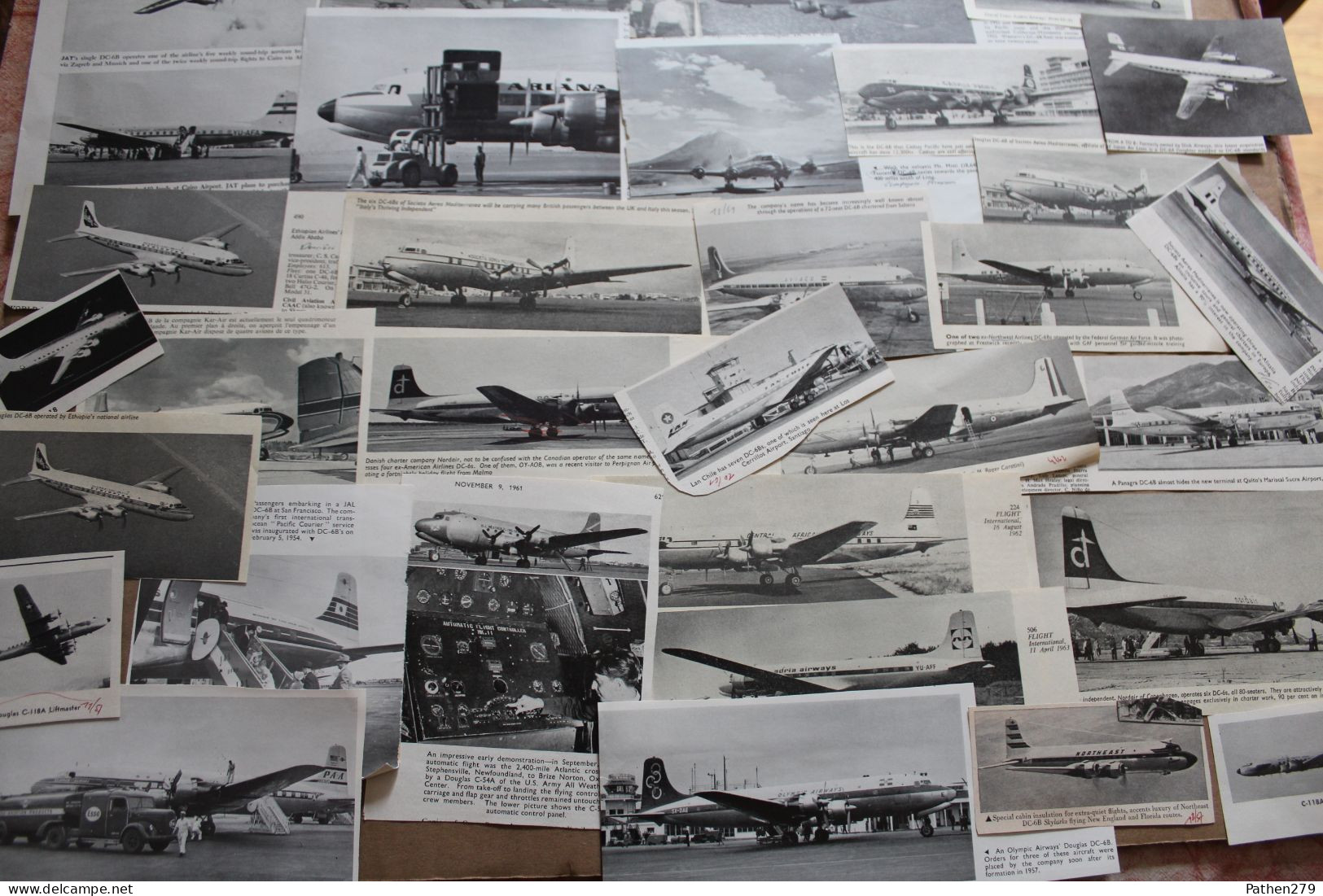 Lot De 215g D'anciennes Coupures De Presse De L'aéronef Américain Douglas DC-6 Et Sa Version Militaire C-118 - Aviation