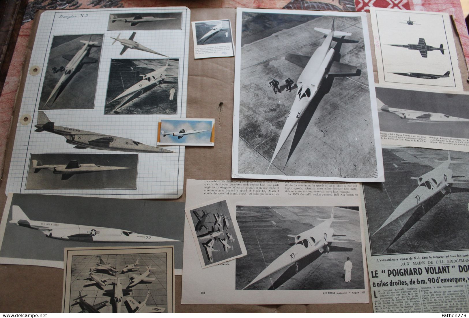 Lot De 25g D'anciennes Coupures De Presse Et Photo De L'aéronef Américain Douglas X-3 - Aviation