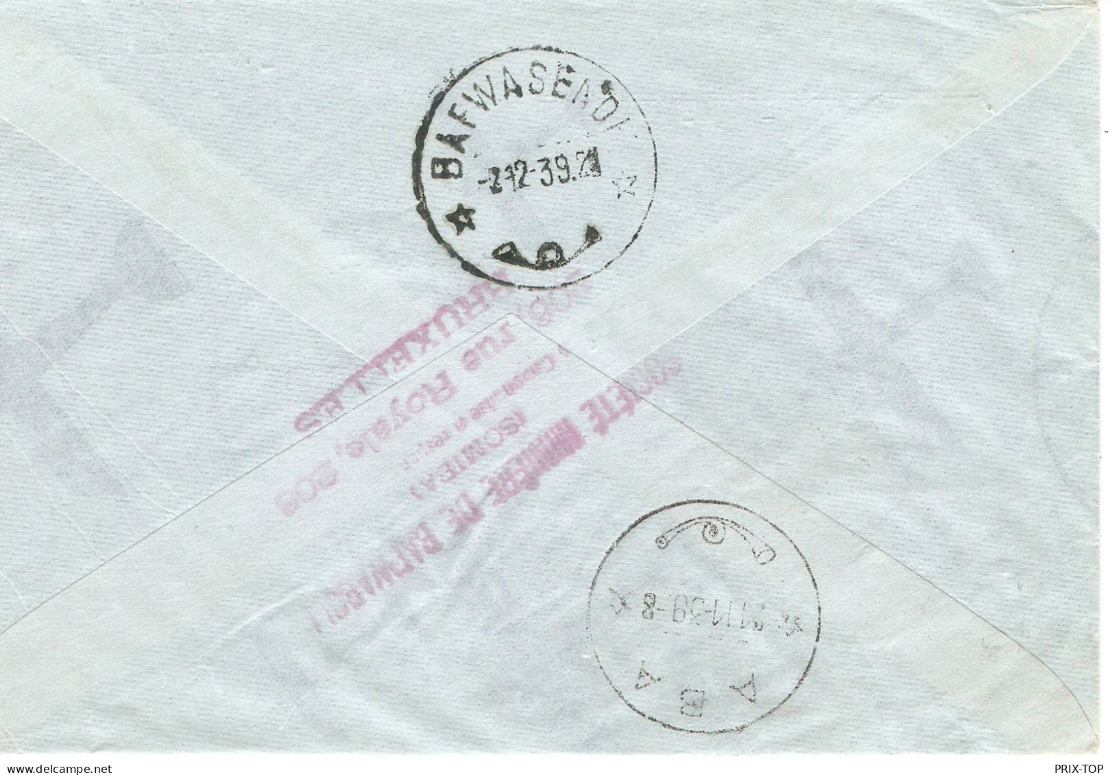 TP 431(2)+TP S/L. Avion Obl. BXL 7/11/1939 Imperial Airways Via Aba > Congo Belge Opienge Via Bafwasende C. D'arrivées - Covers & Documents