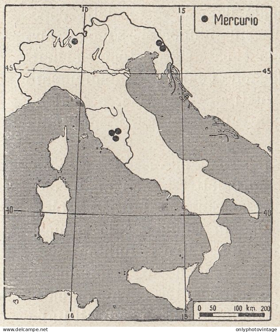 Il Mercurio In Italia - 1938 Mappa Epoca - Vintage Map - Geographische Kaarten