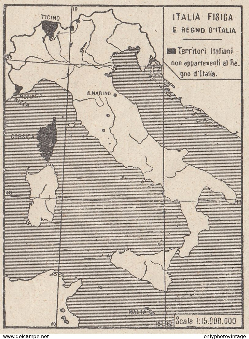 Territori Italia Fisica Che Non Appartengono A Regno D'Italia - 1938 Mappa - Geographische Kaarten
