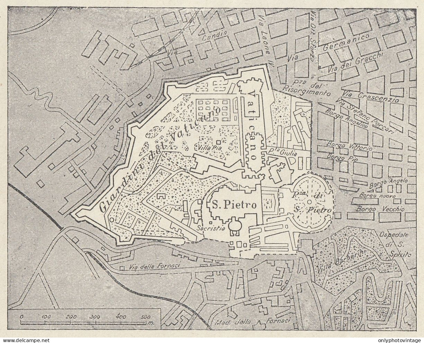 Pianta Della Città Del Vaticano - Mappa D'epoca - 1935 Vintage Map - Geographical Maps