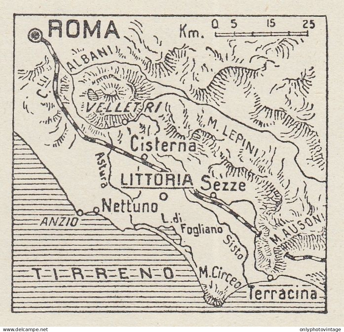 Regno D'Italia - La Posizione Di Littoria - Mappa D'epoca - 1934 Old Map - Geographische Kaarten