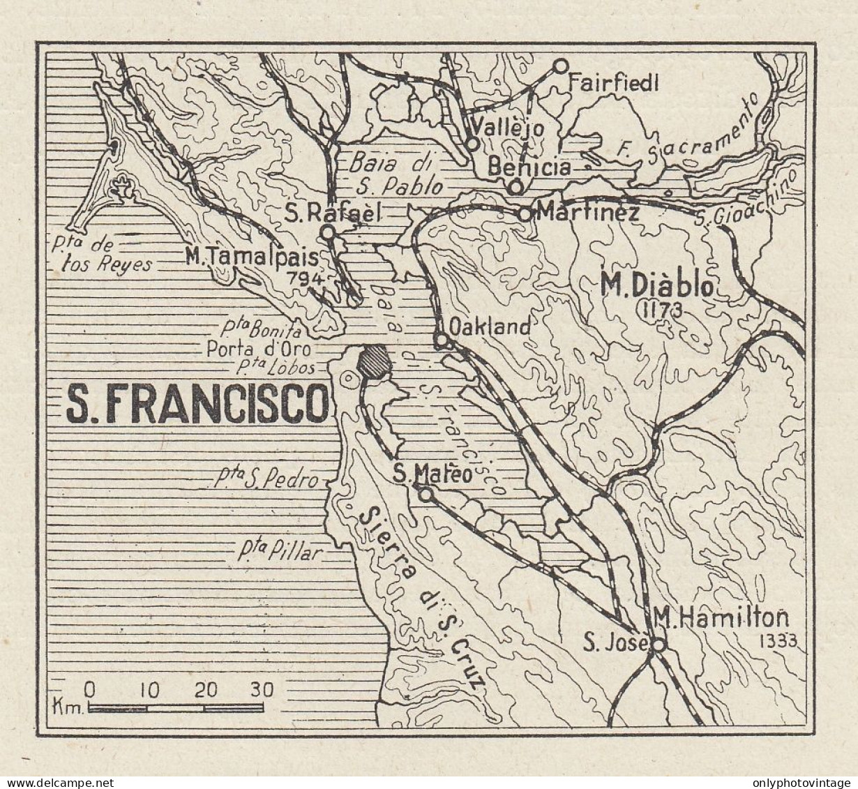 San Francisco - Mappa D'epoca - 1936 Vintage Map - Carte Geographique